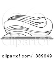 Clipart Of A Lineart Stadium Royalty Free Vector Illustration