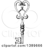 Clipart Of A Black And White Sketched Skeleton Key Royalty Free Vector Illustration by Vector Tradition SM