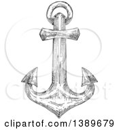 Poster, Art Print Of Black And White Sketched Anchor