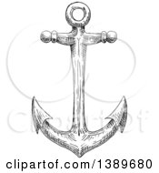 Poster, Art Print Of Black And White Sketched Anchor