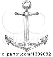 Poster, Art Print Of Black And White Sketched Anchor