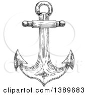 Poster, Art Print Of Black And White Sketched Anchor