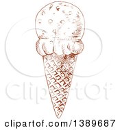 Poster, Art Print Of Brown Sketched Waffle Ice Cream Cone