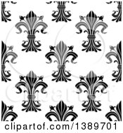 Clipart Of A Seamless Pattern Background Of Black And White Fleur De Lis Royalty Free Vector Illustration