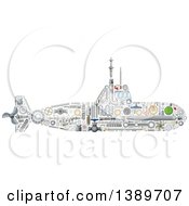 Poster, Art Print Of Submarine Made Of Mechanical Parts