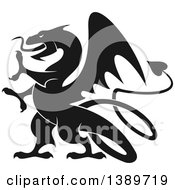 Clipart Of A Black Silhouetted Dragon Royalty Free Vector Illustration