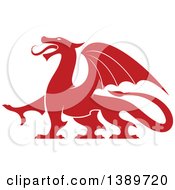 Poster, Art Print Of Red Silhouetted Dragon