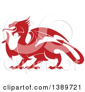 Clipart Of A Red Silhouetted Dragon Royalty Free Vector Illustration by Vector Tradition SM