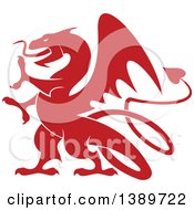 Poster, Art Print Of Red Silhouetted Dragon