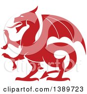 Poster, Art Print Of Red Silhouetted Dragon