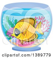 Clipart Of A Yellow Marine Fish Royalty Free Vector Illustration