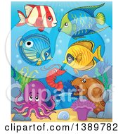 Clipart Of Marine Fish Under The Sea Royalty Free Vector Illustration by visekart