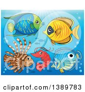 Clipart Of Marine Fish Under The Sea Royalty Free Vector Illustration