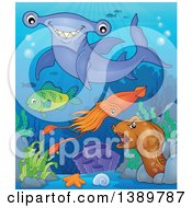 Clipart Of Sea Life Underwater Royalty Free Vector Illustration by visekart