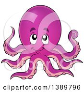 Clipart Of A Cartoon Purple Octopus Royalty Free Vector Illustration by visekart