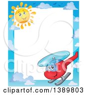 Poster, Art Print Of Sky Cloud Sun And Helicopter Character Border