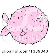 Clipart Of A Pink Puffer Blow Fish Royalty Free Vector Illustration