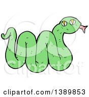 Clipart Of A Cartoon Green Snake Royalty Free Vector Illustration by lineartestpilot