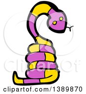 Poster, Art Print Of Cartoon Purple And Yellow Snake