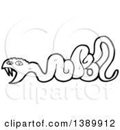 Poster, Art Print Of Cartoon Black And White Lineart Snake