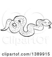 Clipart Of A Cartoon Black And White Lineart Snake Royalty Free Vector Illustration