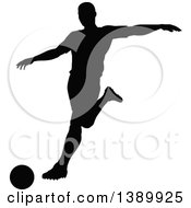 Poster, Art Print Of Black Silhouetted Male Soccer Player In Action