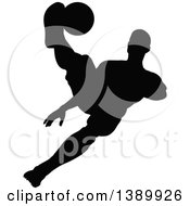 Poster, Art Print Of Black Silhouetted Male Soccer Player In Action