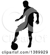 Poster, Art Print Of Black Silhouetted Male Soccer Player In Action