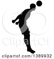 Poster, Art Print Of Black Silhouetted Male Soccer Player Heading A Ball