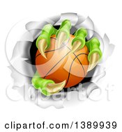 Monster Claws Holding A Basketball And Ripping Through A Wall