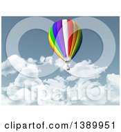 Clipart Of A 3d Colorful Hot Air Balloon And Clouds Royalty Free Illustration by KJ Pargeter