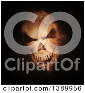 Poster, Art Print Of 3d Laughing Evil Human Skull With Smoke Effect On Black