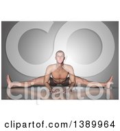 Clipart Of A 3d Fit Yoga Caucasian Man Doing The Splits On Gray Royalty Free Illustration