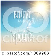 Clipart Of A Believe In Yourself And You Will Succeed Quote Over A Sunset Sky Royalty Free Vector Illustration by KJ Pargeter
