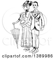 Vintage Black And White Couple Standing Arm In Arm