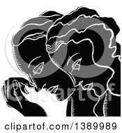 Clipart Of A Vintage Black And White Couple In Profile Royalty Free Vector Illustration by Prawny Vintage