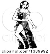 Clipart Of A Vintage Black And White Woman Dancing Royalty Free Vector Illustration