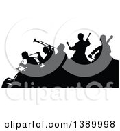 Clipart Of A Vintage Black And White Silhouetted Band Royalty Free Vector Illustration