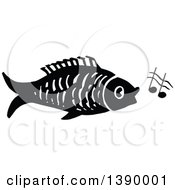 Poster, Art Print Of Vintage Black And White Fish Singing
