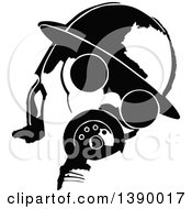 Clipart Of A Vintage Black And White Man Wearing A Gas Mask Royalty Free Vector Illustration