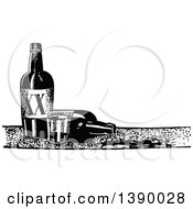 Poster, Art Print Of Vintage Black And White Cup And Bottles Of Alcohol