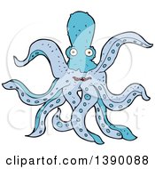 Clipart Of A Blue Octopus Royalty Free Vector Illustration