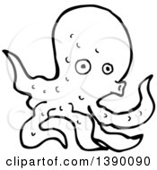 Clipart Of A Black And White Lineart Octopus Royalty Free Vector Illustration by lineartestpilot