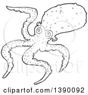 Poster, Art Print Of Black And White Lineart Octopus