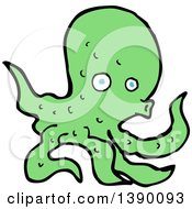 Clipart Of A Green Octopus Royalty Free Vector Illustration by lineartestpilot