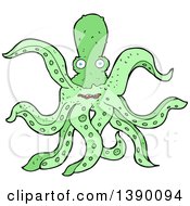 Clipart Of A Green Octopus Royalty Free Vector Illustration by lineartestpilot
