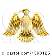 Poster, Art Print Of Gold Heraldic American Coat Of Arms Eagle With A Shield