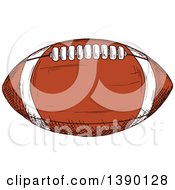 Clipart Of A Sketched American Football Royalty Free Vector Illustration