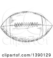Clipart Of A Gray Sketched Football Royalty Free Vector Illustration