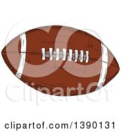 Clipart Of A Sketched American Football Royalty Free Vector Illustration